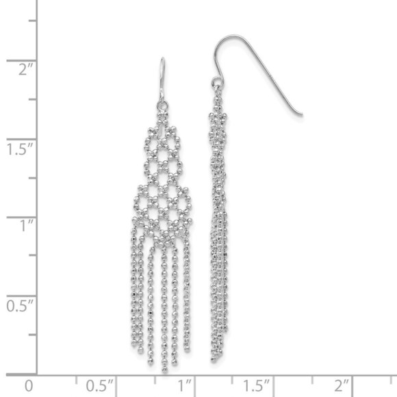 14K White Gold Beaded Earrings - Picture 2 of 4